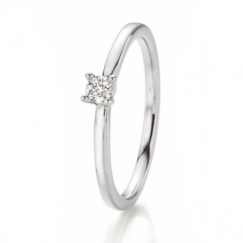 Weissgold Ring Solitaire 0,100 ct